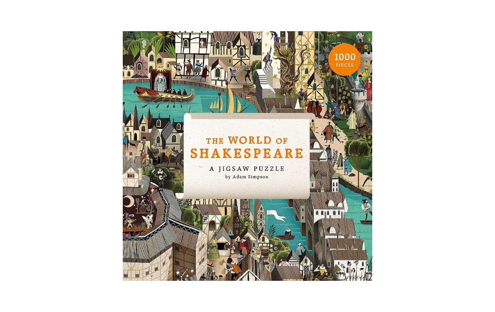 The World of Shakespeare jigsaw puzzle featuring detailed artwork of Shakespearean scenes and characters