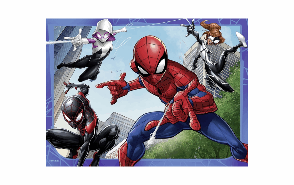 Ravensburger Marvel Spiderman jigsaw puzzles featuring Spiderman and friends in action