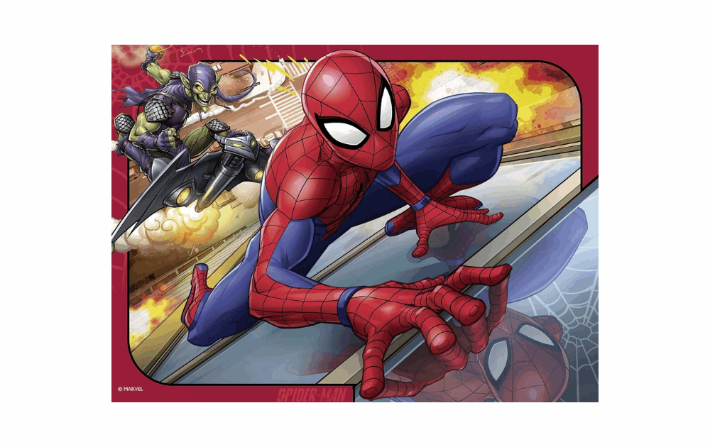 Ravensburger Marvel Spiderman jigsaw puzzles featuring Spiderman in action against villains