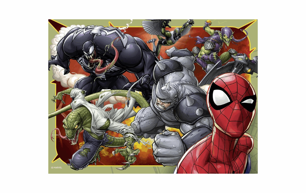 Ravensburger Marvel Spiderman jigsaw puzzles featuring Spiderman and iconic villains in action