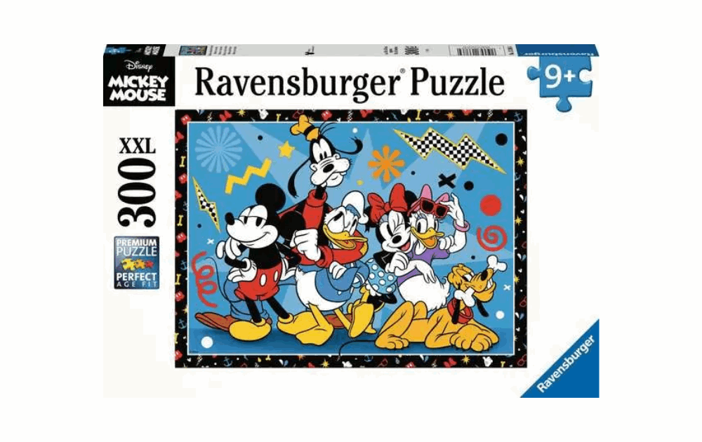 Mickey Mouse Ravensburger puzzle featuring iconic Disney characters in vibrant colors for kids aged 9 and up