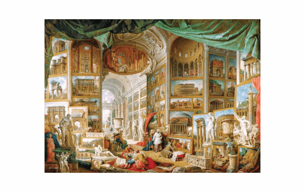 Eurographics modern Rome 1000 piece puzzle featuring an artistic depiction of Roman architecture and art