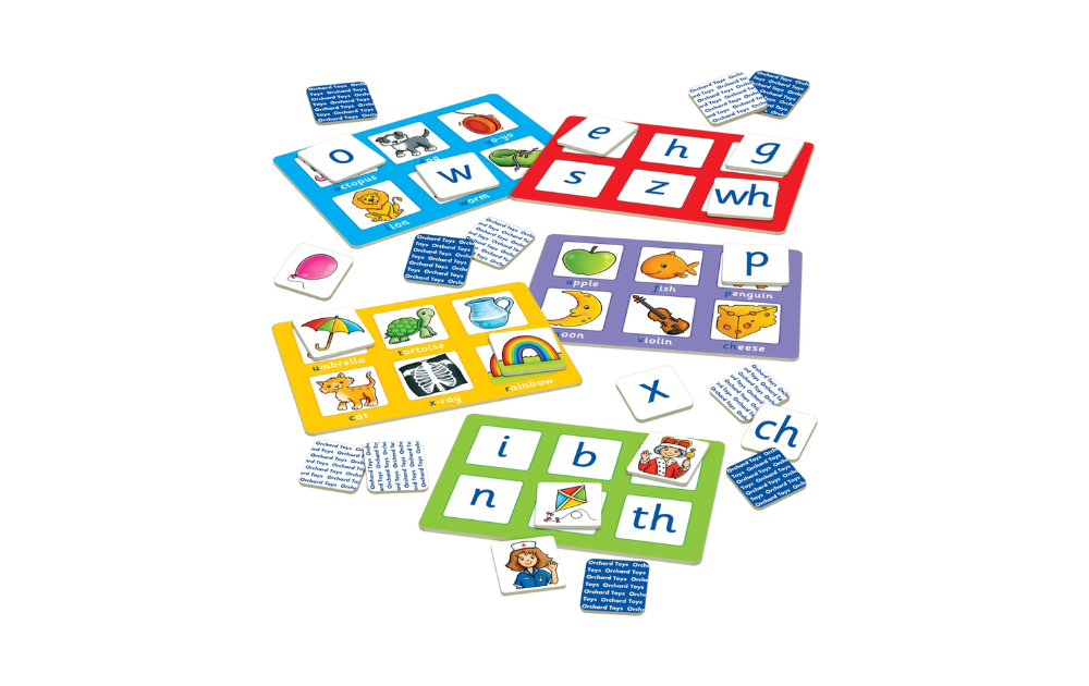 Alphabet Lotto Game from Orchard Toys featuring colorful letter cards and matching picture tiles for fun learning
