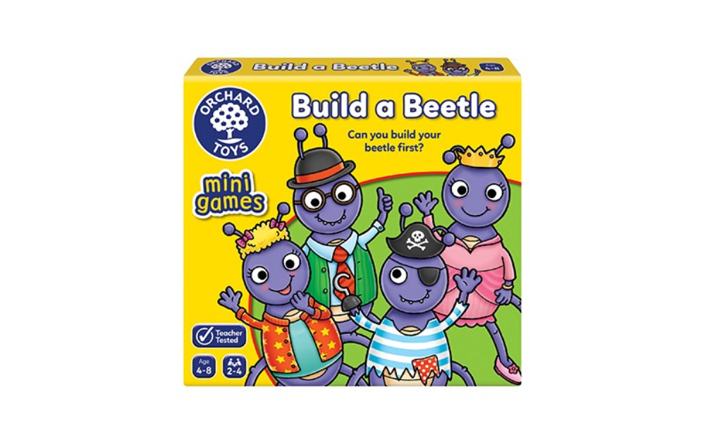 Build a Beetle game for kids by Orchard Toys featuring colorful beetle characters in a fun box design