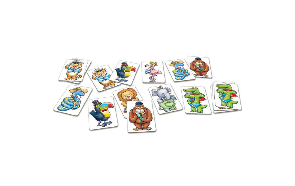 Orchard Toys Crocodile Snap game for kids featuring colorful animal cards and fun illustrations