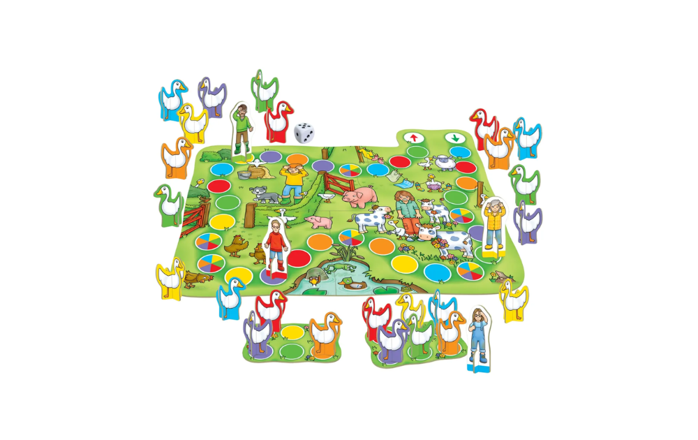 Goose on the Loose board game by Orchard Toys featuring colorful game pieces and board for family fun