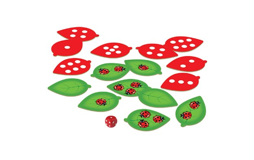 Orchard Toys Ladybirds Game featuring colorful leaves and ladybug tokens for fun and educational play