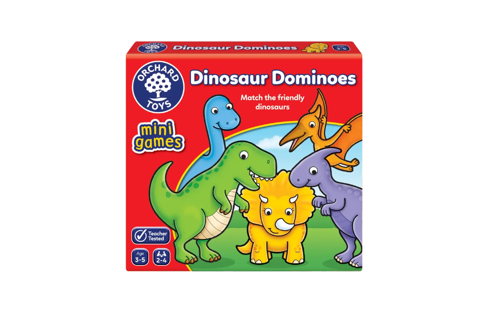 Orchard Toys Mini Games - Dinosaur Dominoes with colourful dinosaur characters for engaging gameplay