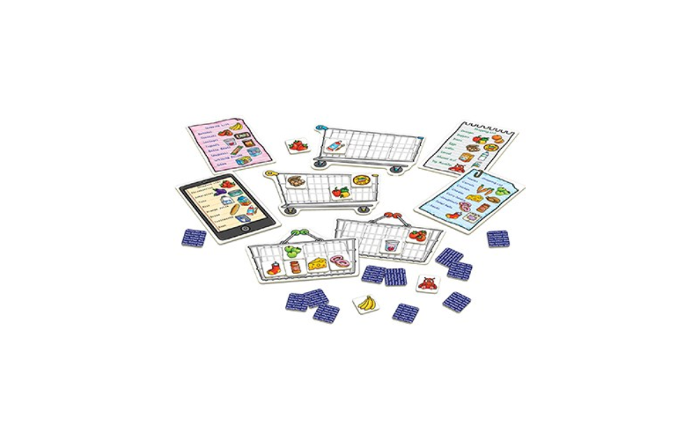 Orchard Toys Shopping List Puzzle with colorful food items and shopping carts for fun learning