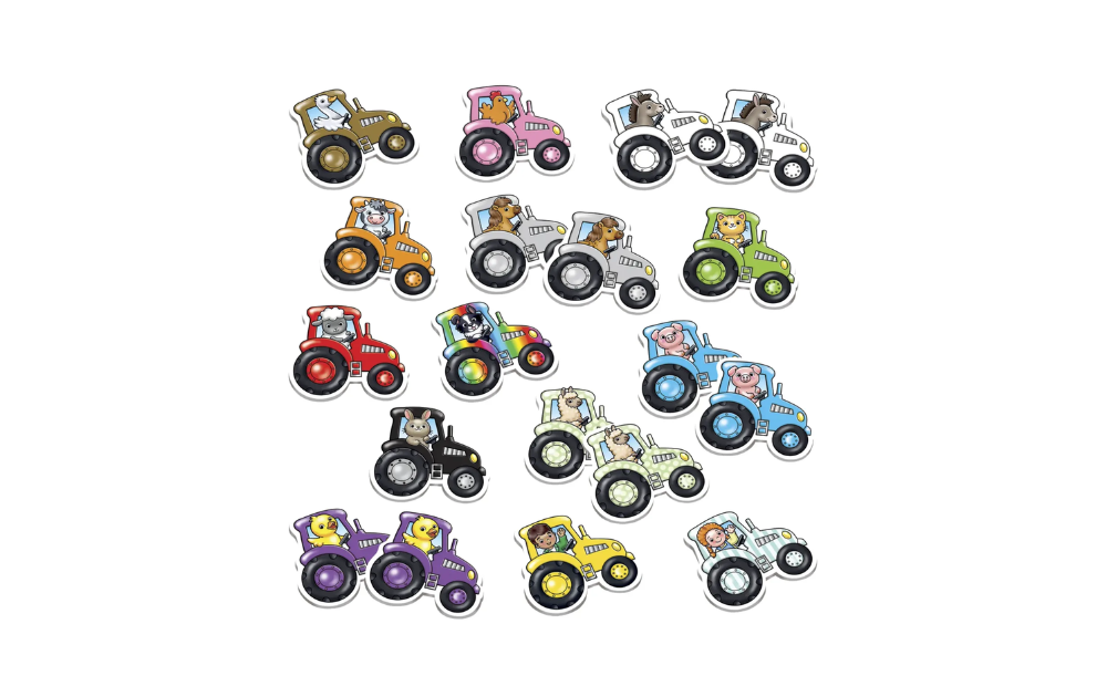 Tractor Tractor Game by Orchard Toys featuring colourful tractor pieces for fun group play