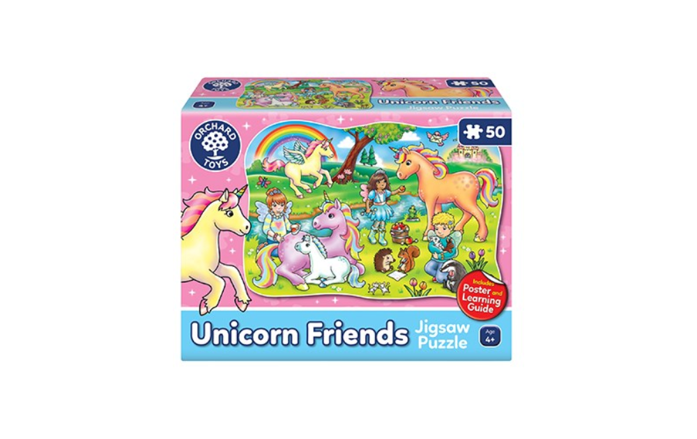 Unicorn Friends jigsaw puzzle by Orchard Toys featuring colorful unicorns and fun characters for kids