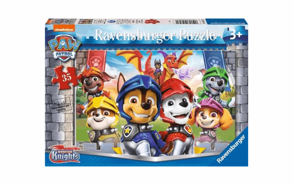 Ravensburger Paw Patrol jigsaw puzzle featuring colorful characters and a fun castle theme for children aged 3 and up