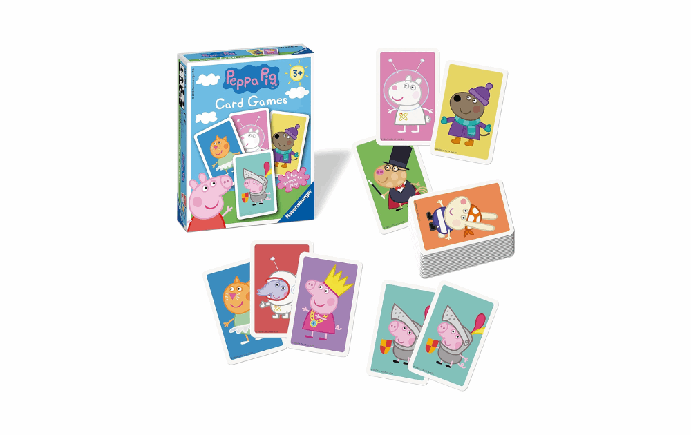 Ravensburger Peppa Pig card game with colorful character cards for fun family entertainment