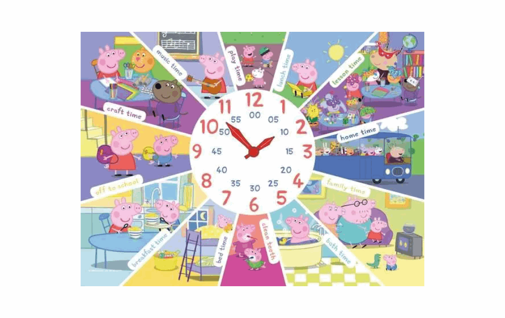 Ravensburger Children's Peppa Pig moveable clock jigsaw featuring colorful scenes from the show