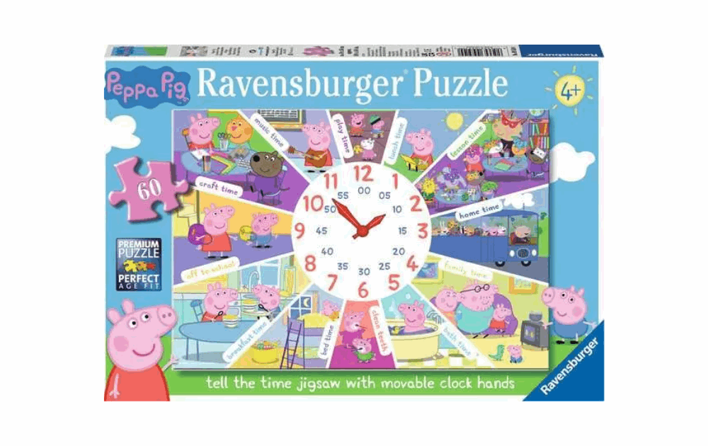 Peppa Pig moveable clock jigsaw by Ravensburger with 60 colorful pieces for children aged 4 and up