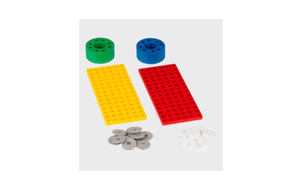 Plus Plus accessory pack red yellow with colorful building pieces for creative play and construction