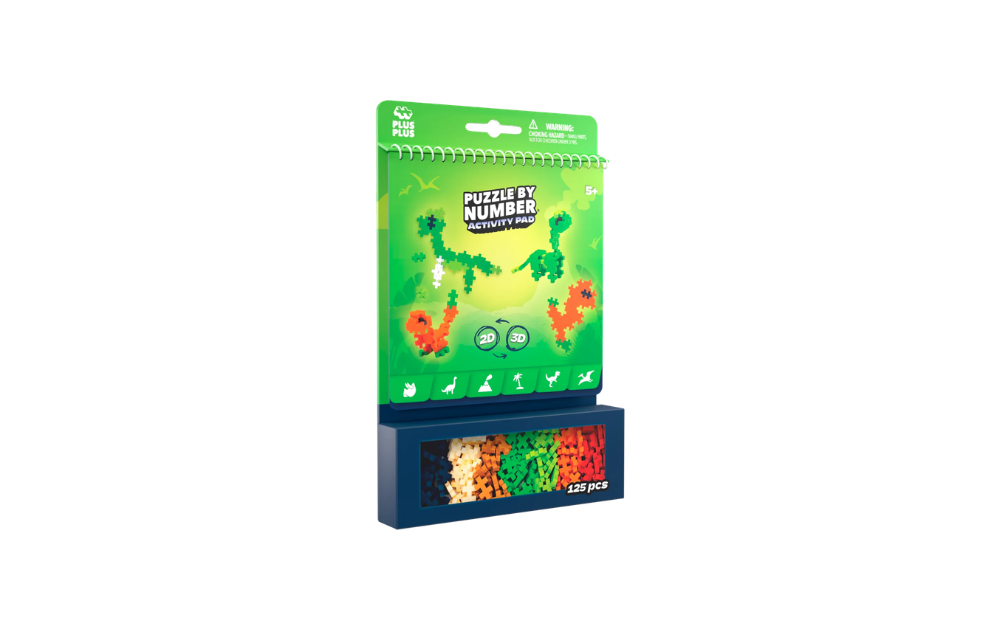 Plus Plus Activity Pad - Dinosaurs featuring 125 pieces for fun and creative puzzle building