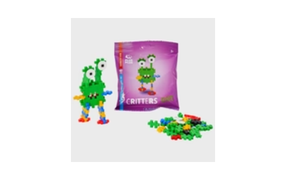 Plus Plus Critters set featuring colorful building pieces for creative puzzle play