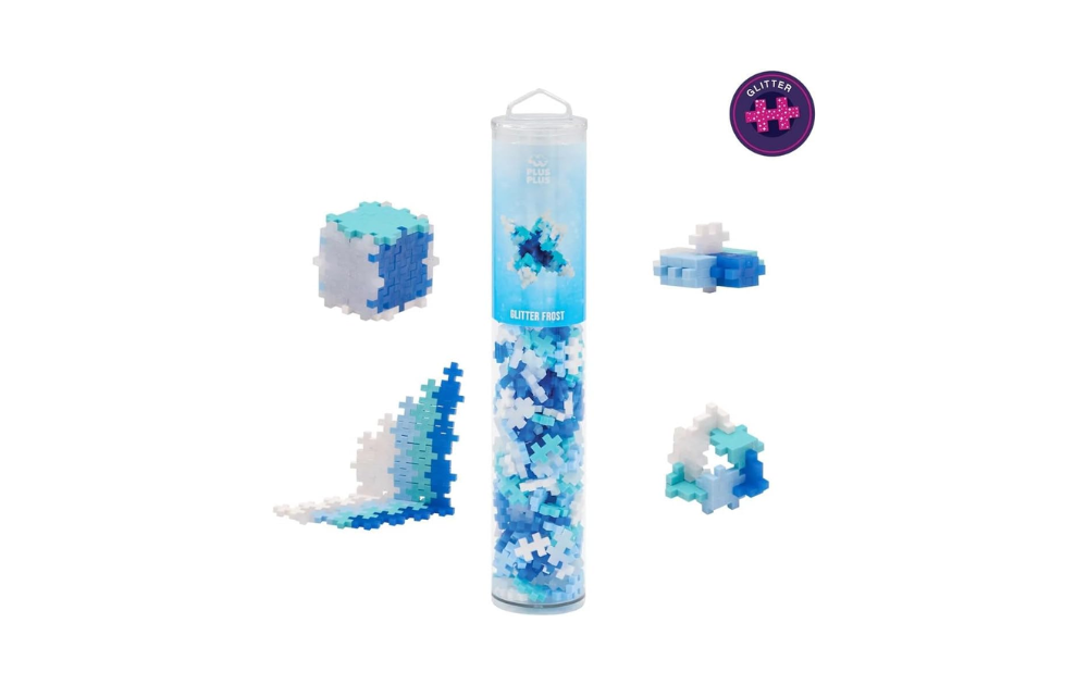 Plus Plus Glitter Frost kit with 240 colorful pieces for creative building and endless fun