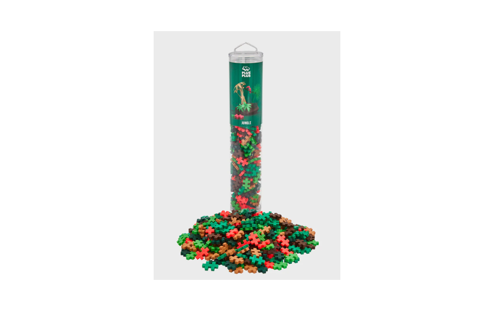 Plus Plus jungle puzzle 240 piece tube featuring colorful pieces for creative building fun