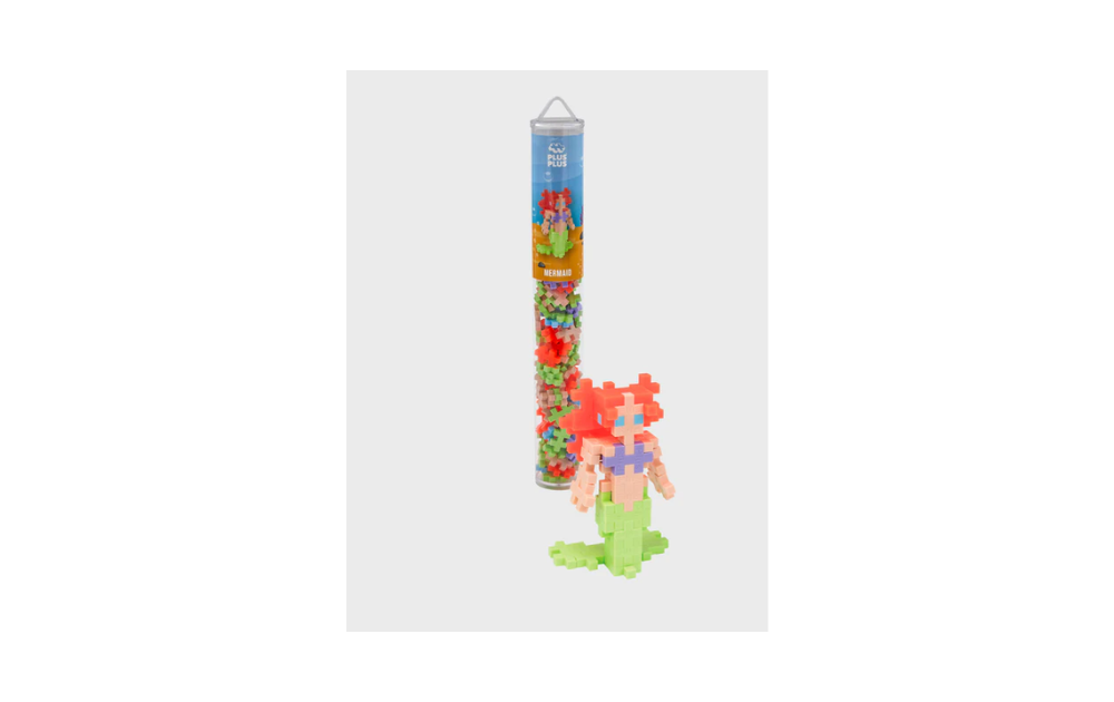 Plus Plus - Mermaid 100 piece tube featuring colorful mermaid figure and building pieces
