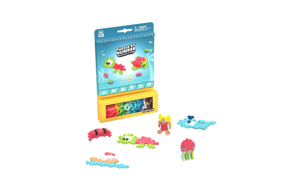 Plus Plus Ocean activity pad with colorful pieces for creative ocean-themed games and projects