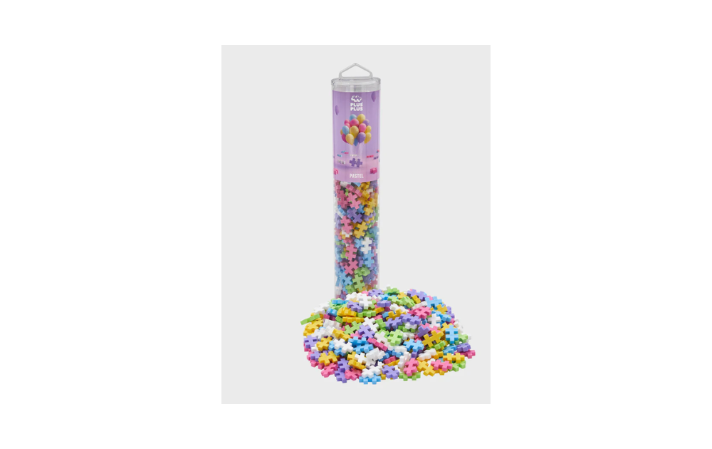 Plus Plus pastel pieces in a 240 piece tube, ideal for creative building and imaginative play