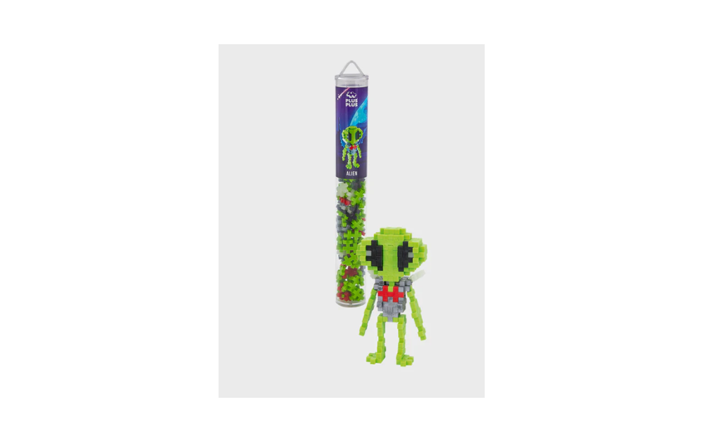 Plus Plus Alien building set with 100 colorful pieces in a tube for creative play and construction