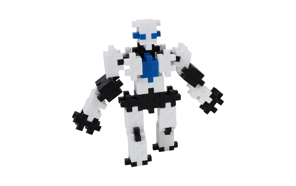 Plus Plus Robot puzzle made of interlocking pieces for creative building and imaginative play