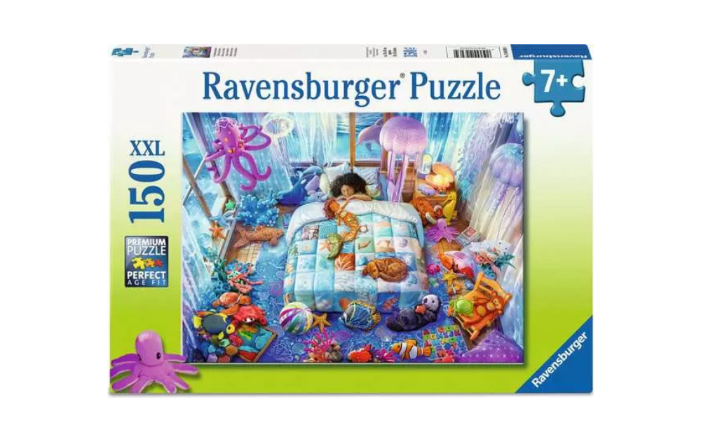 Ravensburger 150 Piece Undersea Dreams Jigsaw Puzzles featuring a vibrant underwater scene with jellyfish and sea creatures