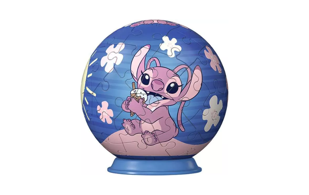 3D ball puzzle Stitch and friends featuring a playful Stitch holding an ice cream for creative fun