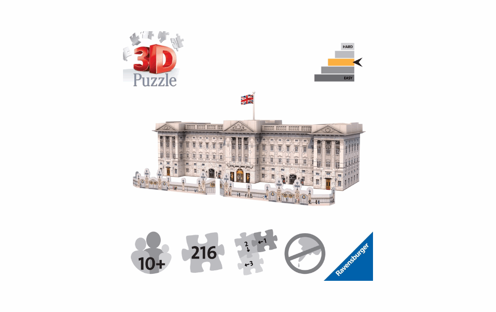 3D Buckingham Palace Ravensburger jigsaw puzzle with 216 pieces for ages 10 and up