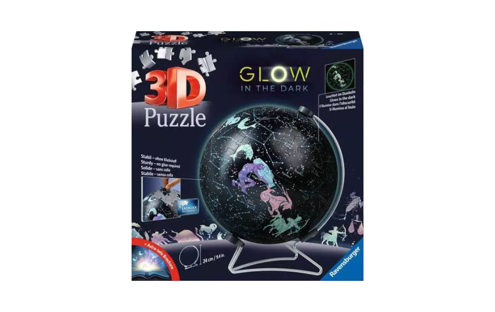 Ravensburger 3D glow in the dark jigsaw puzzle with 180 pieces depicting a celestial starglobe