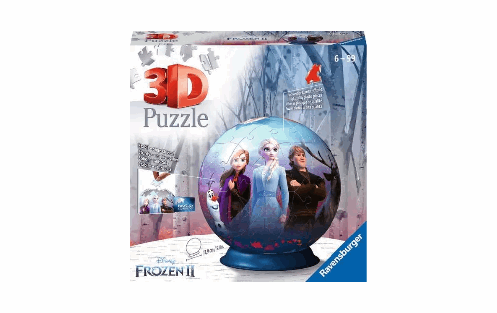Frozen II 3D jigsaw puzzle by Ravensburger with 72 pieces featuring characters from the film