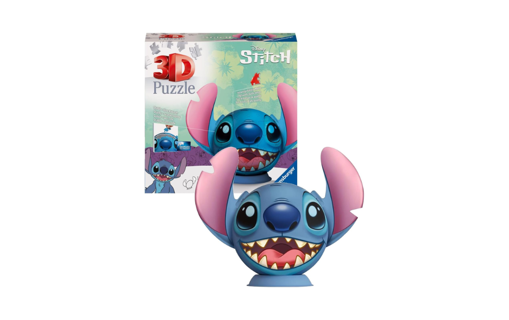 3D jigsaw puzzle Stitch globe by Ravensburger with 72 pieces showcasing Stitch's cheerful design