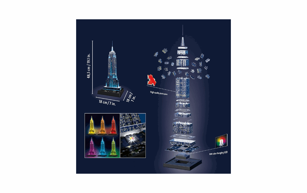 3D Jigsaw light up Empire State Building puzzle by Ravensburger with 216 illuminated pieces