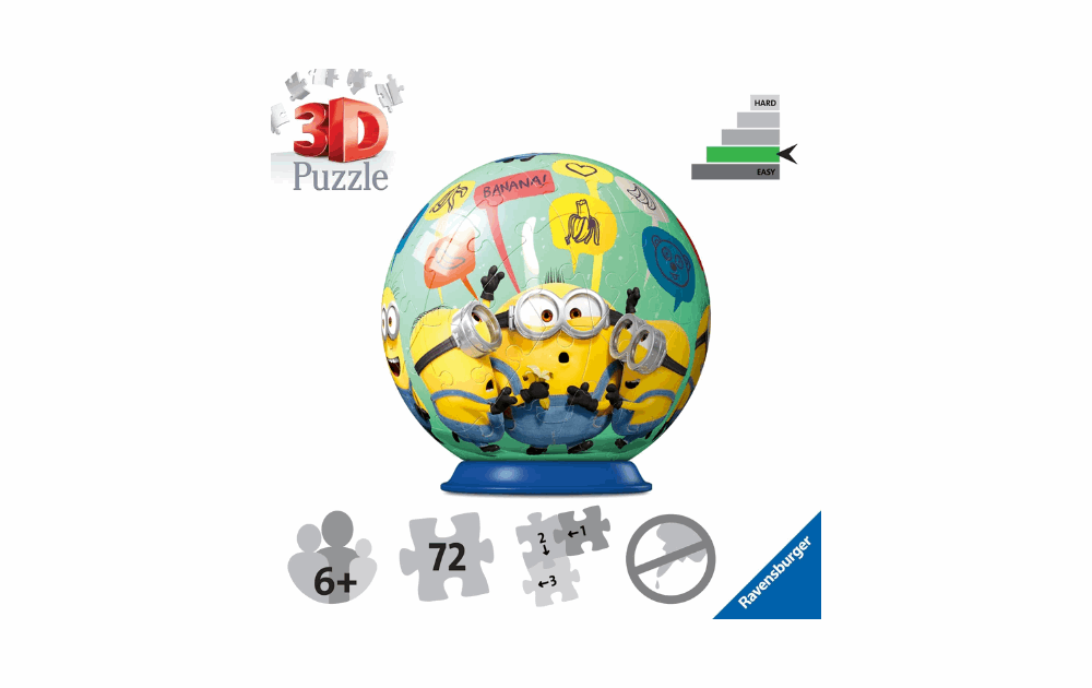 Ravensburger 3D Minions Globe Puzzle with 72 pieces suitable for ages 6 and up