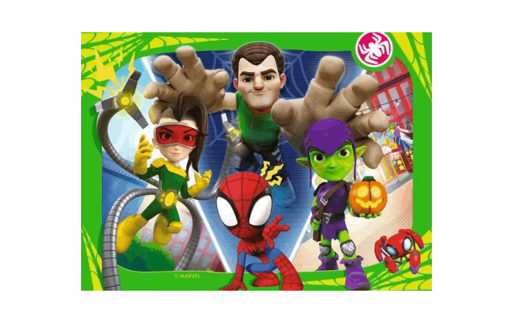 Spidey and Friends puzzles featuring Spiderman and friends in vibrant colors for kids' fun and learning