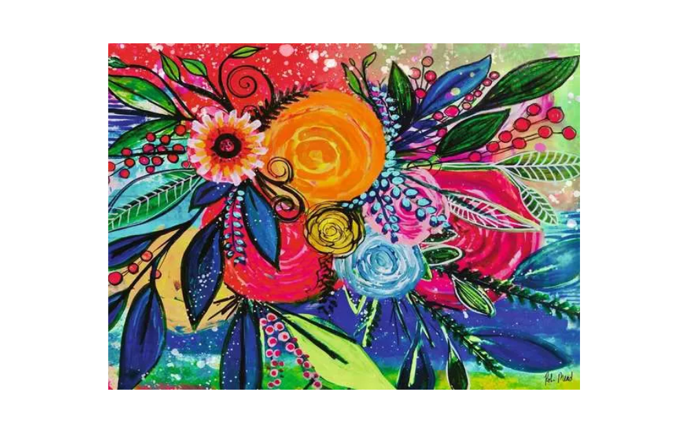 Ravensburger 500 Piece Colour Blast Jigsaw Puzzle featuring a vibrant floral design