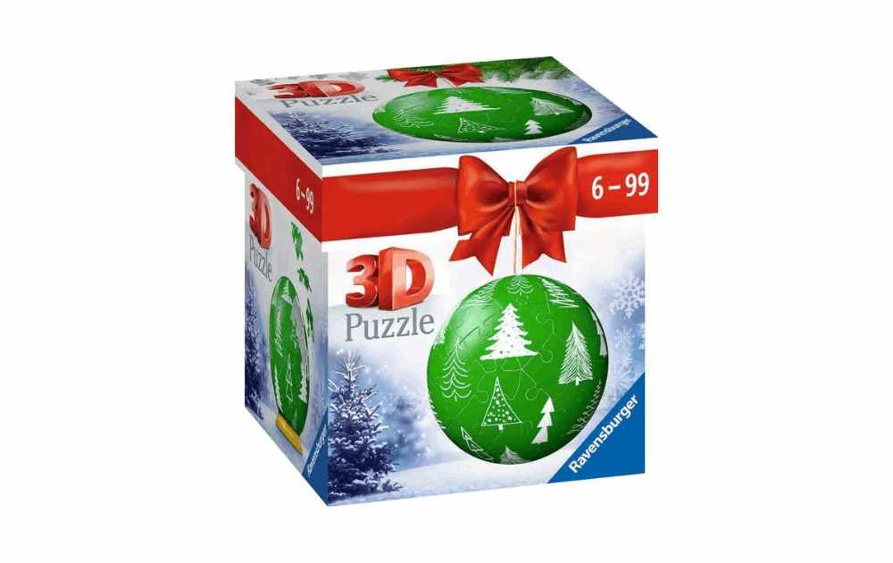 3D Jigsaw Winter Green 54 Piece Christmas puzzle by Ravensburger featuring festive tree designs
