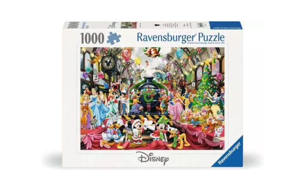 Ravensburger All Aboard For Christmas puzzle featuring Disney characters and festive scenery