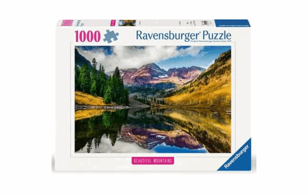 Ravensburger Aspen Colorado puzzle 1000 piece featuring a scenic mountain landscape with reflection