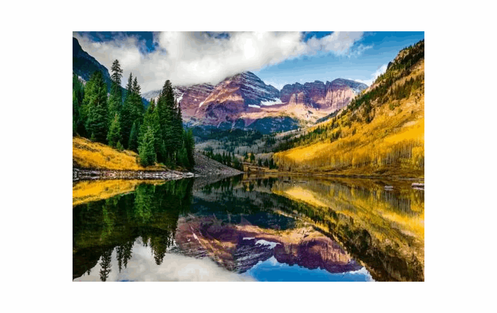 Ravensburger Aspen Colorado puzzle 1000 piece showcasing stunning mountain scenery with vibrant autumn colors