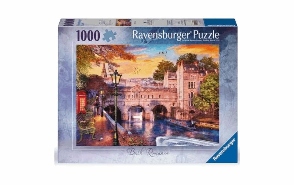 Ravensburger 1000 Piece Bath City Landscape Jigsaw Puzzle showcasing a scenic view of the city at sunset