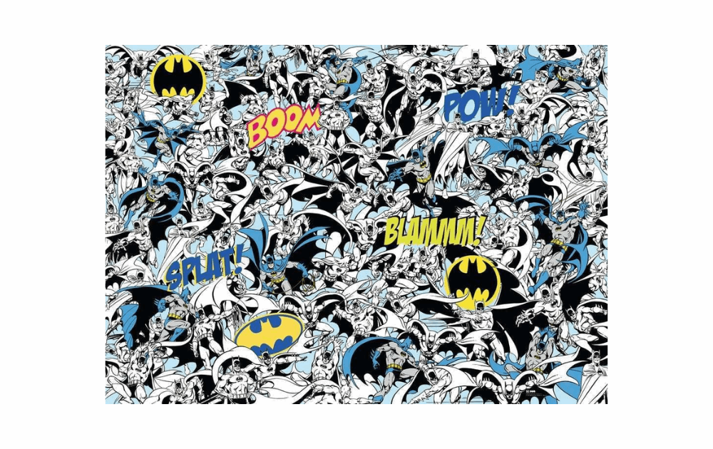 Ravensburger Batman jigsaw puzzle featuring vibrant comic book art with iconic superhero action phrases