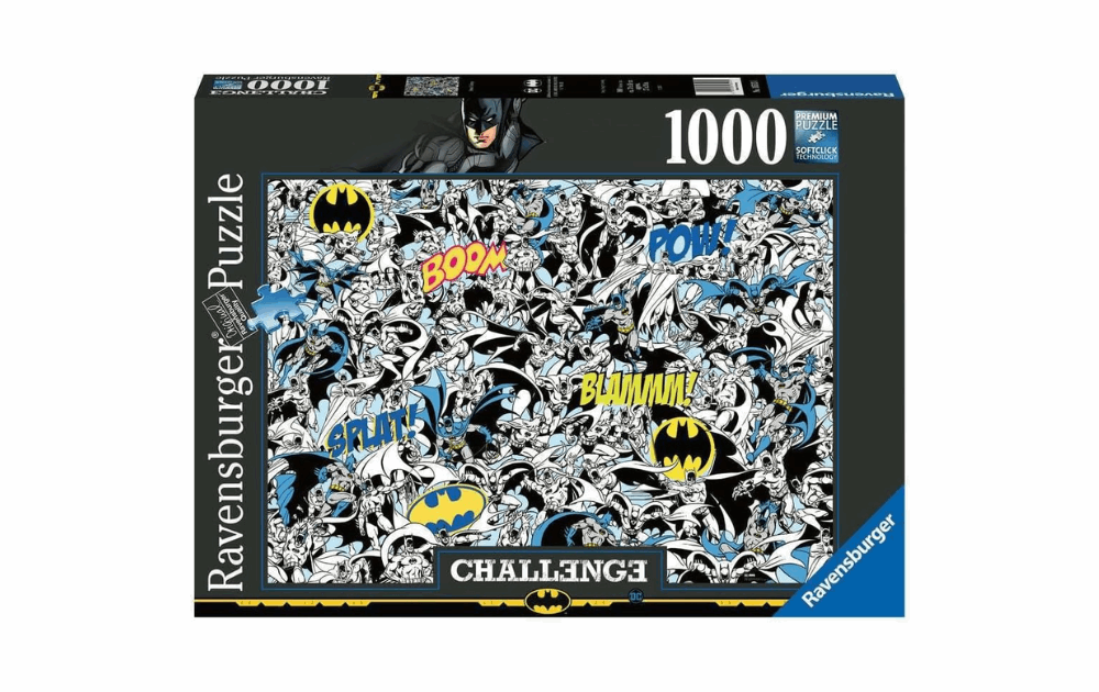 Ravensburger Batman jigsaw puzzle featuring 1000 pieces with comic-style illustrations of Batman and characters