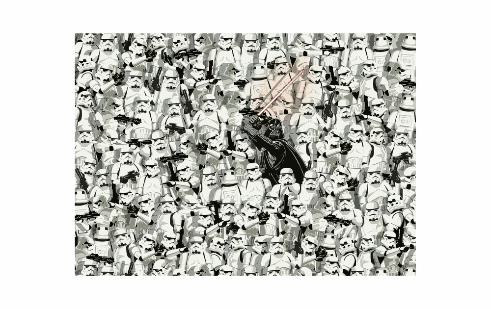 Ravensburger challenge jigsaw puzzle Star Wars featuring numerous stormtroopers and Darth Vader