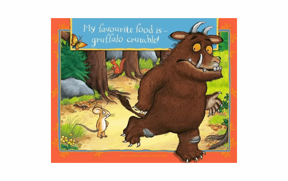 Gruffalo Ravensburger puzzle featuring the Gruffalo and friends in a vibrant forest setting