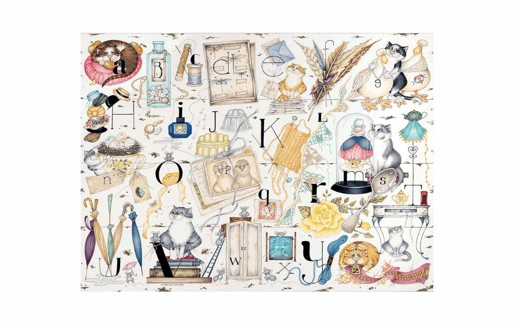 Ravensburger Crazy Cats Puzzle featuring whimsical cat illustrations and playful designs