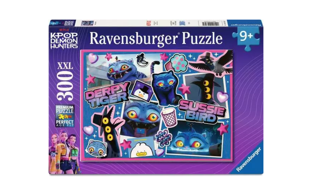 Ravensburger Derpy & Sussie K-Pop Demon Hunters 300 XXL Piece Jigsaw Puzzle featuring vibrant characters